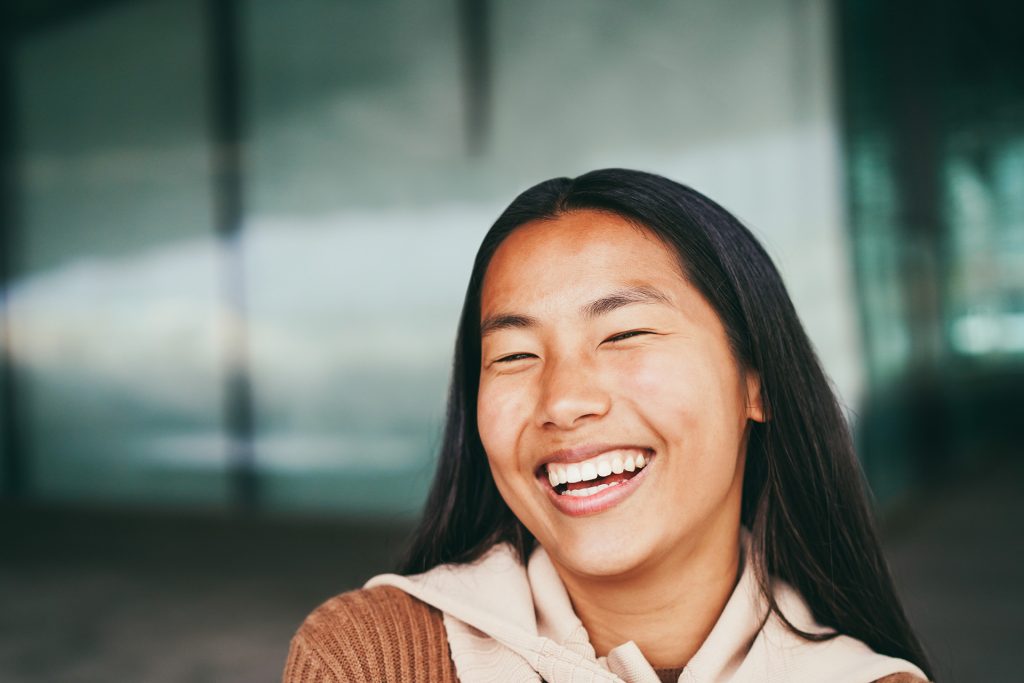 Smiling woman.